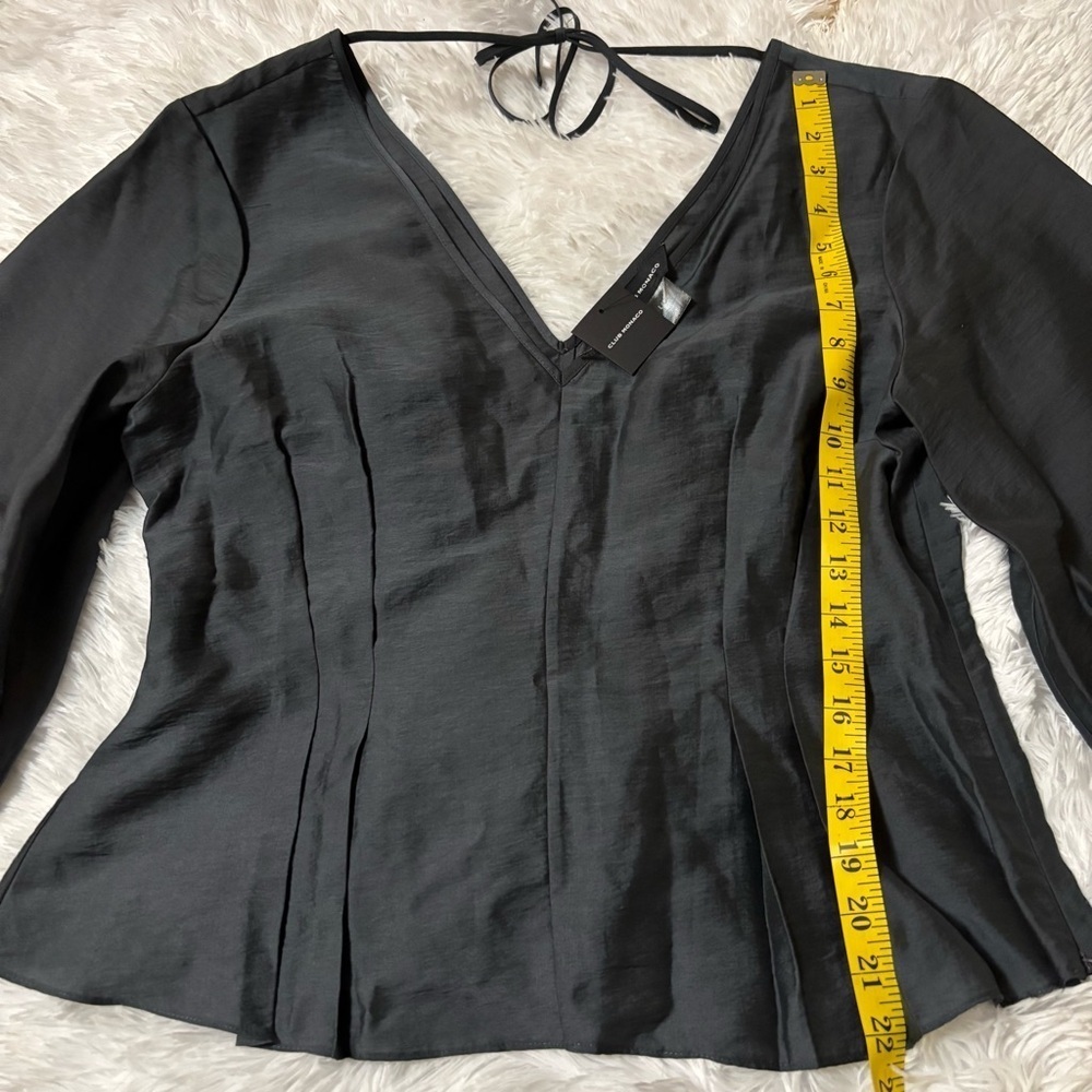 Club Monaco Charcoal Blouse with Puff Sleeves - Picture 7 of 9